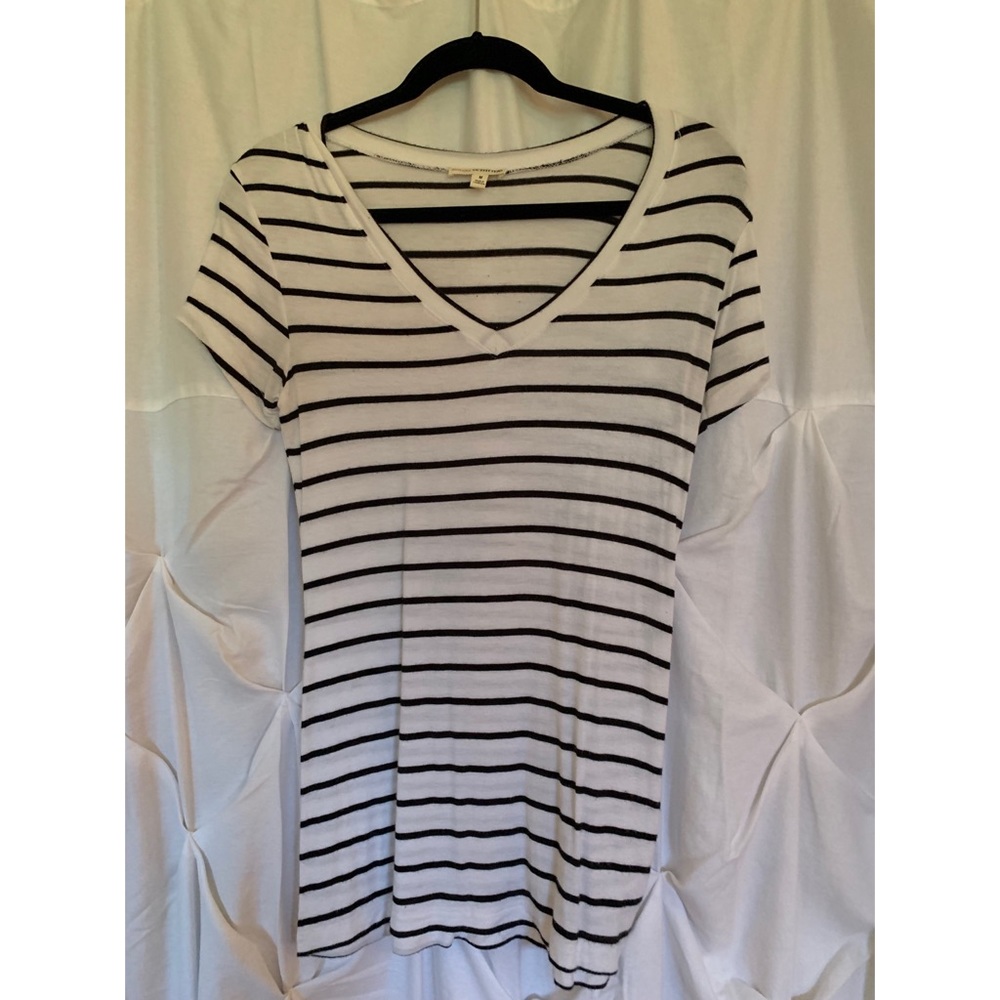 White and Black Striped Tee